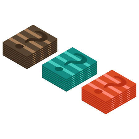 Playing cards for a board game in isometry. Flat vector illustrationのイラスト素材