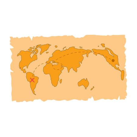 Treasure map isolated on white background. Pirate mapのイラスト素材