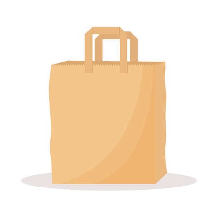 Empty paper bag isolated on white background. Flat vector illustrationのイラスト素材