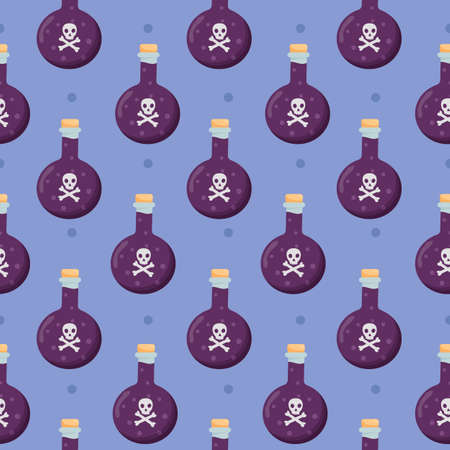 Magic bottle poison seamless pattern. Bottle with death mark.のイラスト素材
