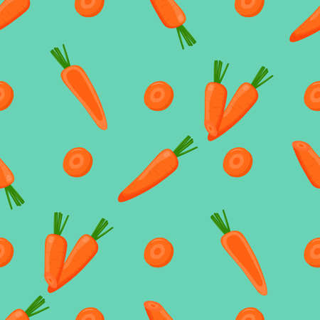 Cute carrot seamless pattern. Flat vector illustration.