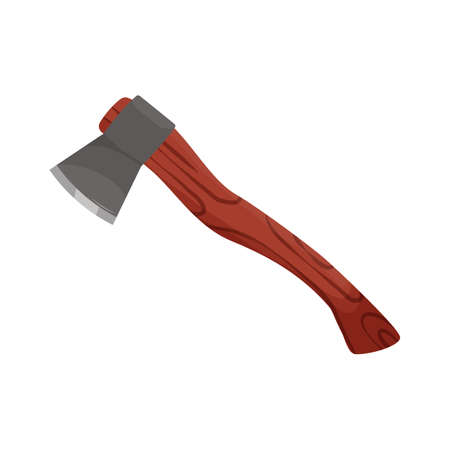 Ax with metal blade and wooden handle isolated on white background. Flat vector illustration.のイラスト素材