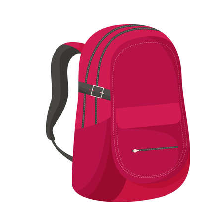 Cute backpack. Backpack for school children, students, travellers and tourists. Flat vector illustrationのイラスト素材
