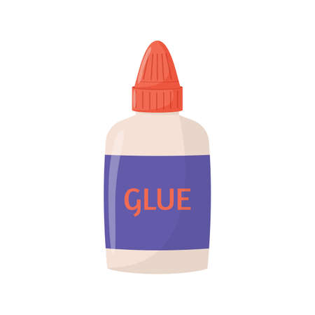 Bottle of white glue with orange top isolated on white background. Flat vector illustration.のイラスト素材