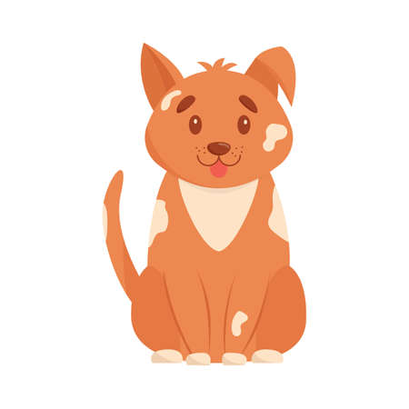 Cute dog. Domestic, funny dog isolated on white background. Flat vector illustrationのイラスト素材