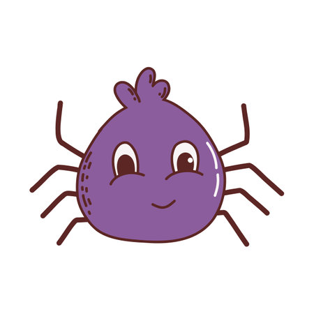 funny spider. Halloween element. Trick or treat concept. Vector illustration in hand drawn style.のイラスト素材