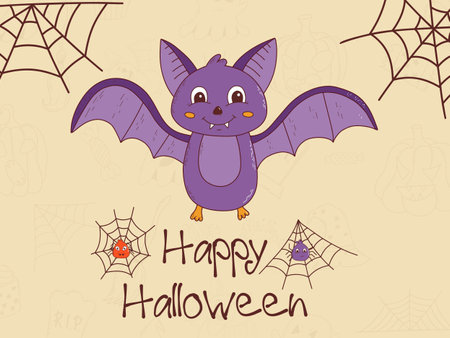 Halloween hand drawn invitation or greeting card. Trick or treat concept. vector illustration.のイラスト素材