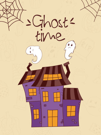 Halloween hand drawn invitation or greeting card. Trick or treat concept. Vector illustrationのイラスト素材