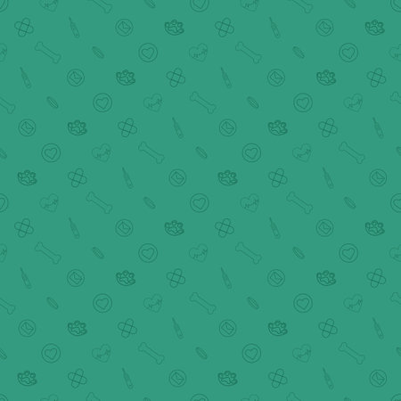 Vet seamless pattern. Funny dogs and cats. Flat vector illustrationのイラスト素材