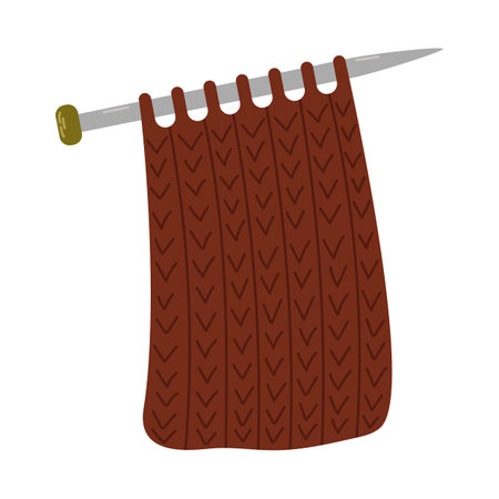 Knitting process. Wool yarn and knitting needles.のイラスト素材