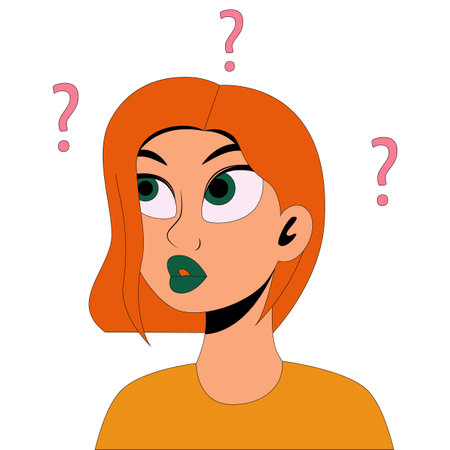 thinking woman. problem solving concept. Flat vector illustration.のイラスト素材