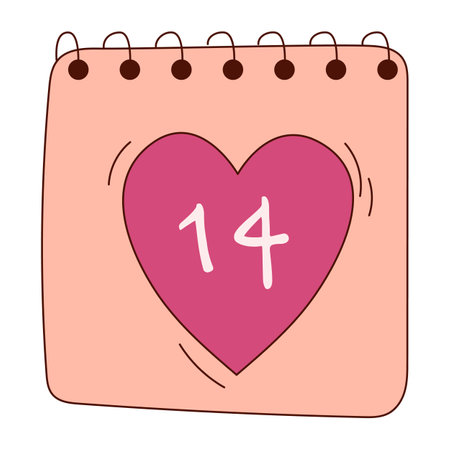 Hand drawn calendar for Valentine day. Design elements for posters, greeting cards, banners and invitationsのイラスト素材