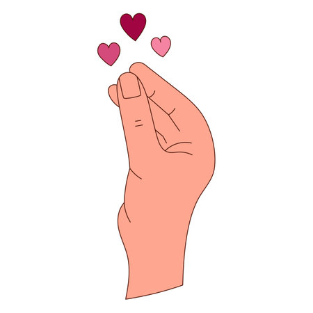 Hand drawn hand and hearts for Valentine's day. Design elements for posters, greeting cards, banners and invitationsのイラスト素材