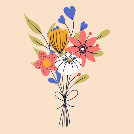 Bouquet of flowers. Good for greeting cards or invitation design, floral posterのイラスト素材