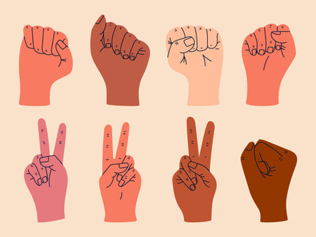 Women's hands with clenched fists. Black lives matter, human rights, feminism, equality and women's day concept.のイラスト素材