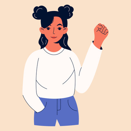 beautiful girl. Girl power, feminism sisterhood conceptのイラスト素材