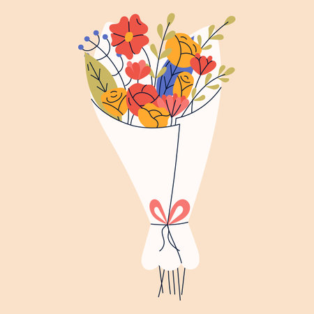 Bouquet of flowers. Good for greeting cards or invitation design, floral posterのイラスト素材