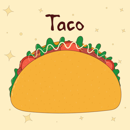 Mexican traditional food. Taco vector illustrationのイラスト素材