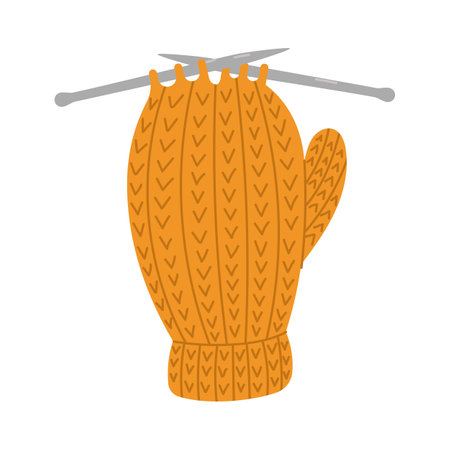 Knitting process. Wool yarn and knitting needles.のイラスト素材