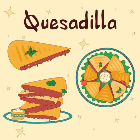 Mexican traditional food. Quesadilla Vector illustrationのイラスト素材