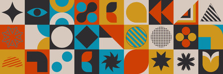 Abstract geometric design elements. Modern shapes in trendy retro style. memphis designのイラスト素材