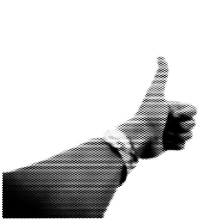 human hand collage. Design element in trendy dotted pop art style. Retro halftone effect. Vector illustration with vintage grunge punk cutout shapeのイラスト素材