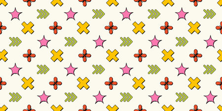 Abstract graphic elements seamless pattern. Minimalist figures in trendy brutal style. Vector background.のイラスト素材