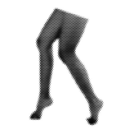 Human leg collage. Design element in trendy dotted pop art style. Retro halftone effect. Vector illustration with vintage grunge punk cutout shapeのイラスト素材
