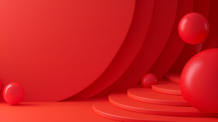 Abstract red background with circle.の素材
