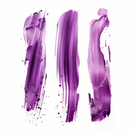 Purple smear of mascara on white background. Collection of grunge paint textureの素材