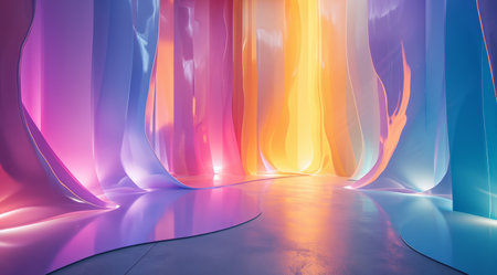 Futuristic abstract background with neon lights. 3d rendering.の素材