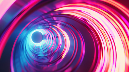 abstract background with neon lights. Circular tunnelの素材