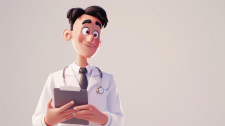 3d Smiling doctor with stethoscopeの素材