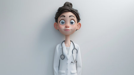 3d avatar female doctor in white coat and stethoscopeの素材
