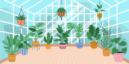 Botanical garden with plants. Vector illustrationのイラスト素材