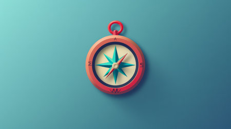 3d compass on blue backgroundの素材