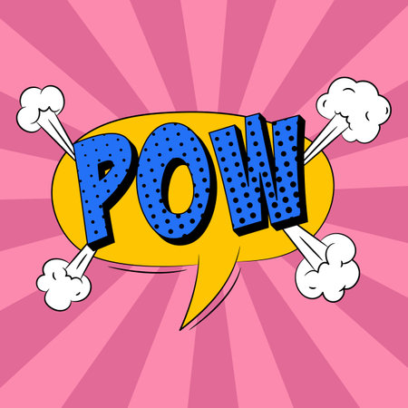 Pow speech bubble in trendy pop art style. Comic sound effect.のイラスト素材