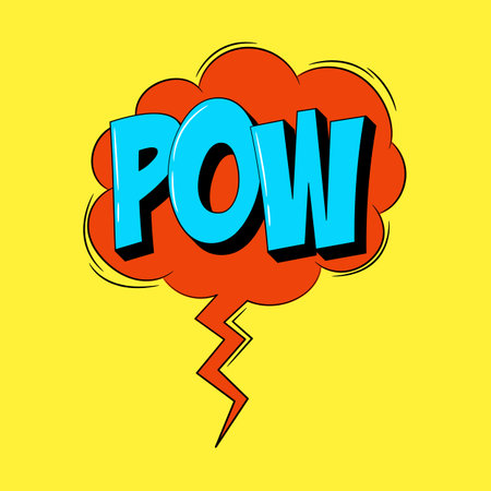 Pow speech bubble in trendy retro style. Onomatopoeic expressions.のイラスト素材