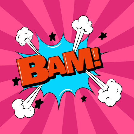 Bam speech bubble in trendy pop art style. Comic sound effect.のイラスト素材