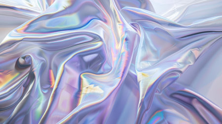 Iridescent Holographic Fabric with Colorful Light Reflections in Modern Abstract Artの素材