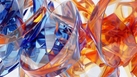 Vibrant Abstract 3D Glass Shapes. Modern Digital Artの素材
