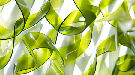 Abstract Green Curves Pattern in Modern Art Design with Transparent Wavy Shapesの素材