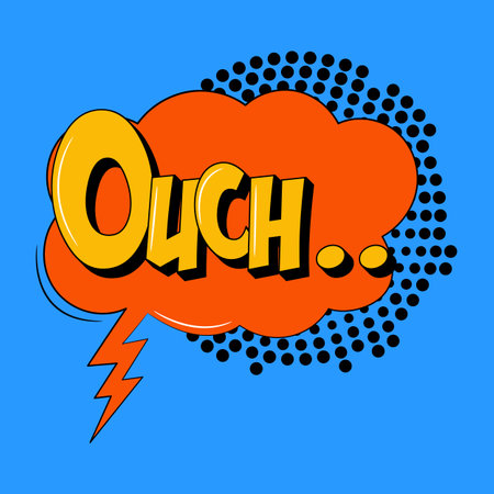 OUCH speech bubble in trendy retro style. Onomatopoeic expressions.のイラスト素材