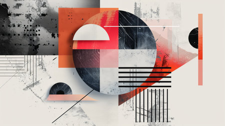 Abstract Geometric Composition with Circles and Linesの素材