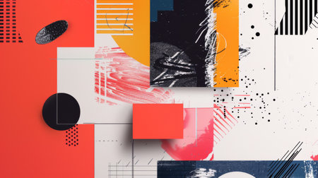 Modern Abstract Geometric Art with Vibrant Colors, Shapes, and Texturesの素材