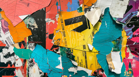 Abstract Urban Grunge Collage with Peeling Paint and Torn Postersの素材