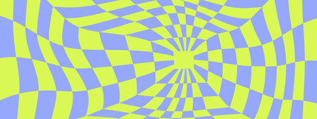 Groovy psychedelic checkerboard in trendy retro 1970s style. Y2k aesthetic. Vector illustration.のイラスト素材