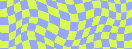 Retro groovy psychedelic checkerboard in retro hippie style. Y2k aesthetic. Vector illustration.