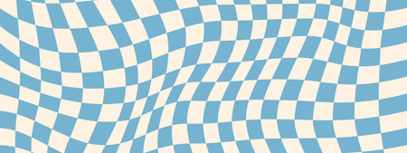 Groovy psychedelic checkerboard in Y2k style. Vintage aesthetic. Vector illustration.