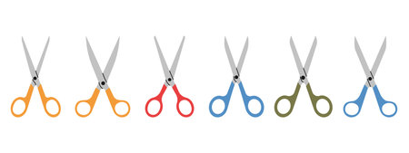 Set of open scissors. Hand drawn vector illustration.のイラスト素材